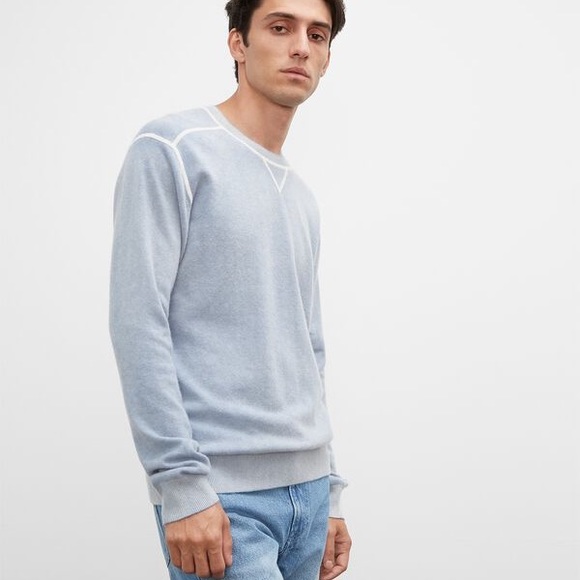 Club Monaco Mens Long Sleeve 100% Cashmere Pullover Sweater Sz S Heathered Blue - Picture 2 of 10